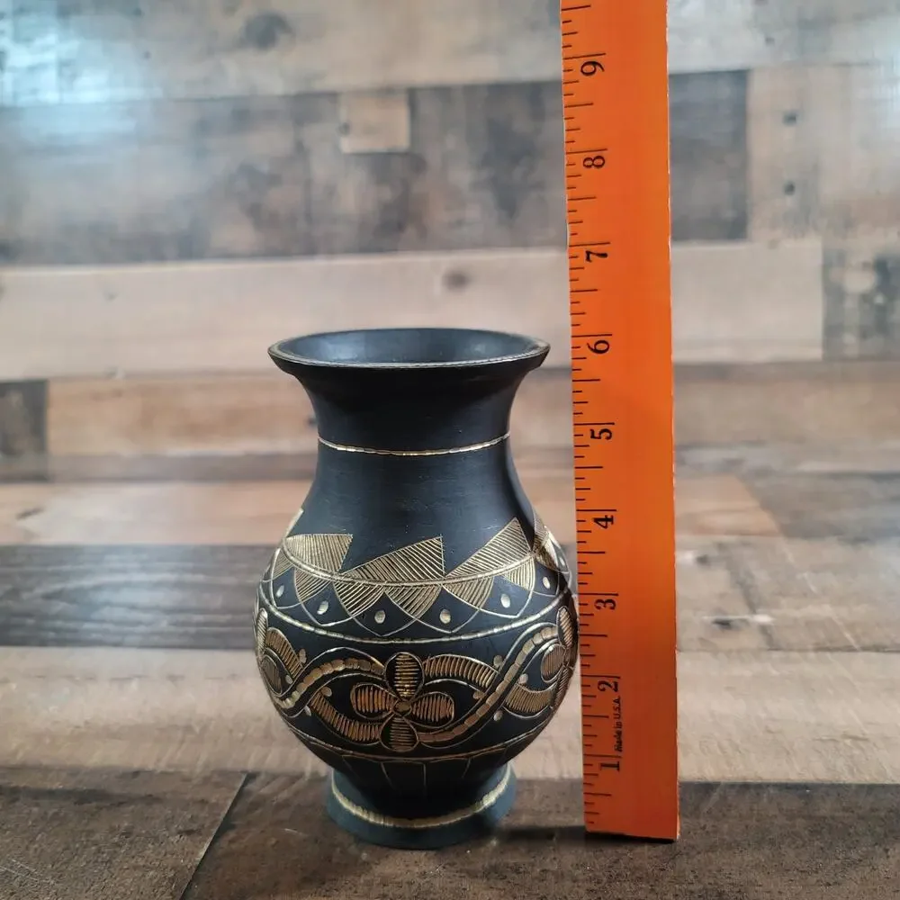 Vintage Unique Etched Blackened Brass 6